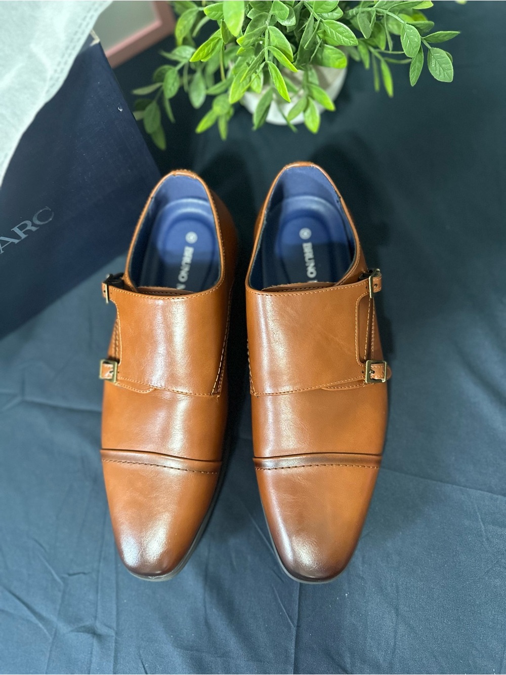 Men's Single Monk Strap Leather Oxfords in Tan